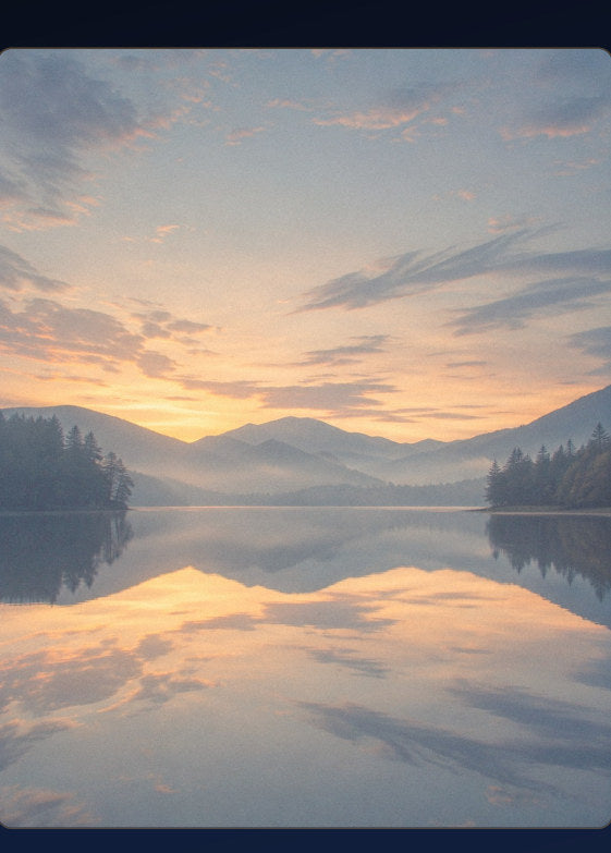 Still lake at sunrise page from Where Rest Begins
